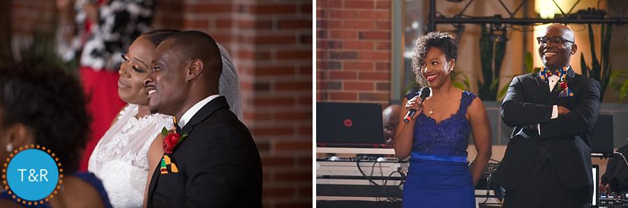A couple listens to a wedding toast at Detroit's Rattlesnake club