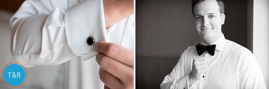 Detail shot of the groom getting ready
