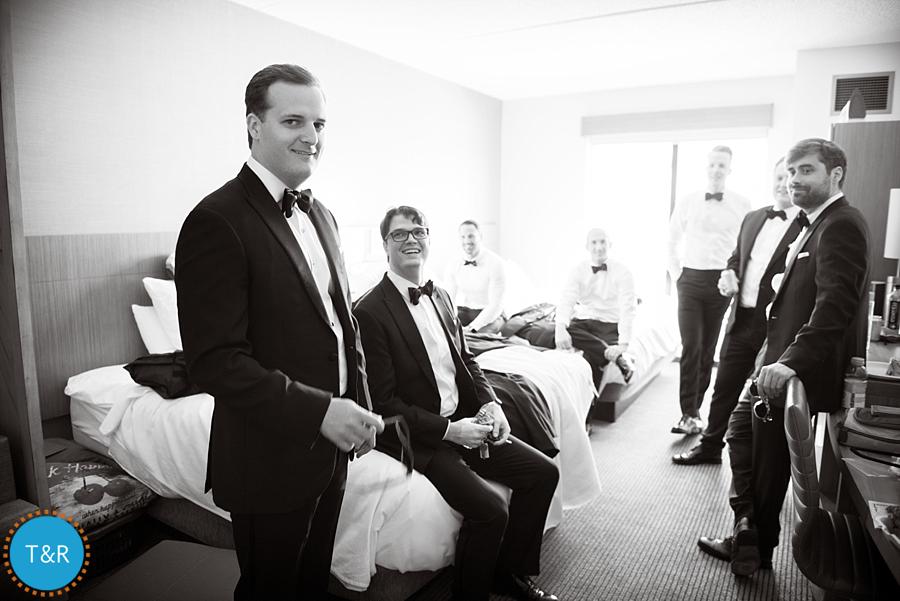 The groomsmen getting ready