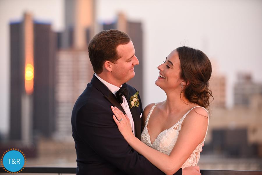 The happy couple at the Detroit Athletic Club
