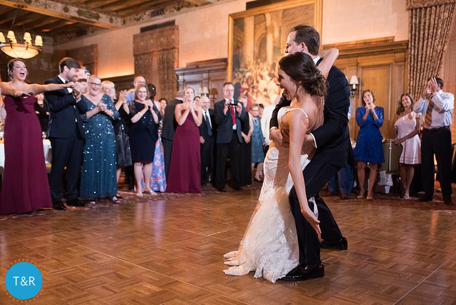 The bride and groom showing off their sweet dance moves