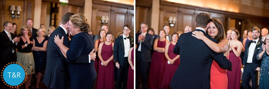 Groom dancing with his mom at the Detroit Athletic Club