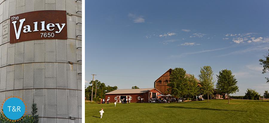 People gather at a wedding reception at Frutig Farms The Valley